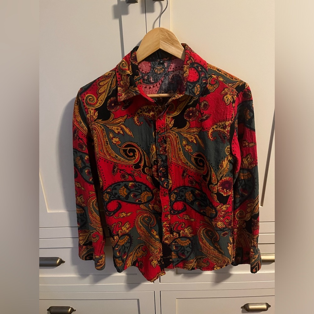 Boys Zacard Red Paisley Shirt - Size Medium